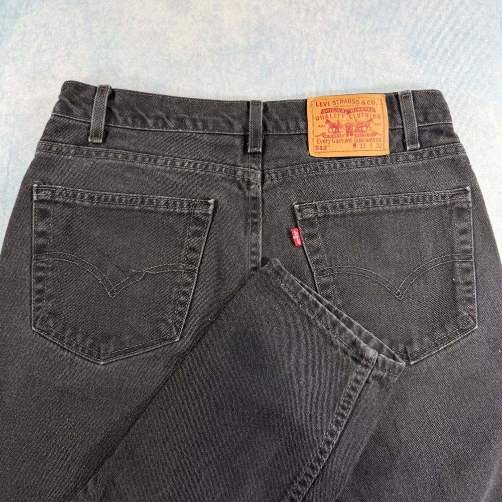 Levi's 512 Slim Fit Jeans Mens 33x32 Black Excellent Vintage Made in USA Tapered